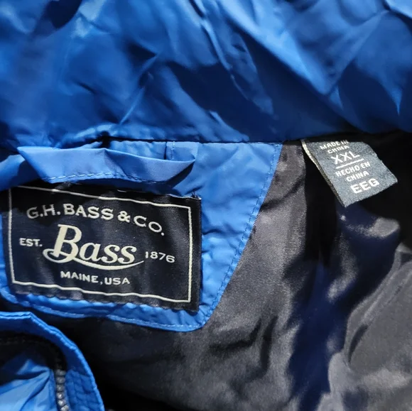 NWT GH Bass & Co Mens Blue Ultra Loft Puffer Coat Wind Water Resistant XXL $195 - Picture 8 of 9